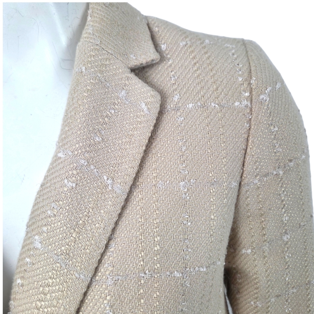 Ann Taylor Tweed Blazer Suit Jacket NEW Double Breasted Womens 4 Beige Tan - Picture 10 of 14